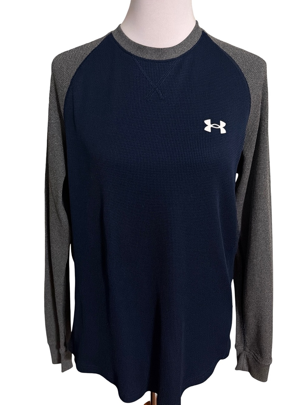 Under Armour Navy Gray Waffle Knit Raglan Crew